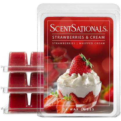 ScentSationals Strawberries & Cream Scented Wax Melts - Strawberry & Whipped Cream, 10oz (24 Cubes)