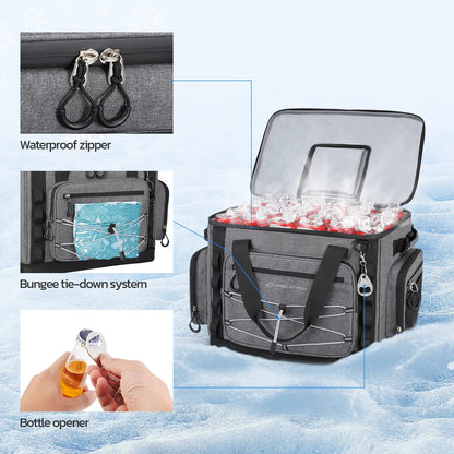 Maelstrom 80 Can Soft Sided Cooler Bag, Insulated Hard-Bottom, Leakproof, Portable, Gray