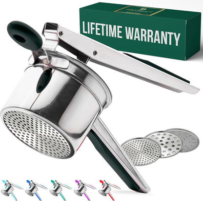 Bellemain 15 oz Large Potato Ricer - Heavy-Duty Stainless Steel Masher with 3 Discs | Ideal for Creamy Mashed Potatoes