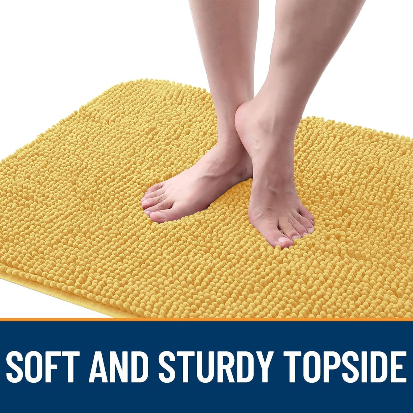 OLANLY Dog Door Mat - Absorbent Non-Slip Chenille for Muddy Paws | 35x24 Yellow Indoor Entryway Carpet