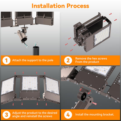 SOLLA 2025 New Upgraded 450W Dusk to Dawn LED Parking Lot Light 67500lm 5000K, ETL, AC85-277V, IP67 Waterproof Adjustable 3-Head Street Lights Outdoor, Pole & Wall-Mounted Flood Lights for Stadium