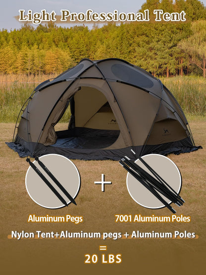 TOMOUNT Dome Hot Tent with Stove Jack 4 Person Backpacking Tent for 4 Season Nylon Waterproof Glamping Hiking