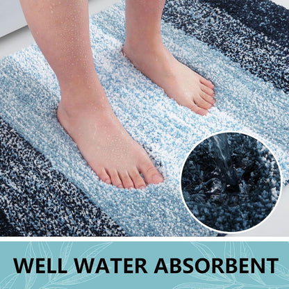 Arotive Microfiber Bath Rug - Soft, Absorbent, Non-Slip Plush Mat | 24x16 Dark Blue Rectangular