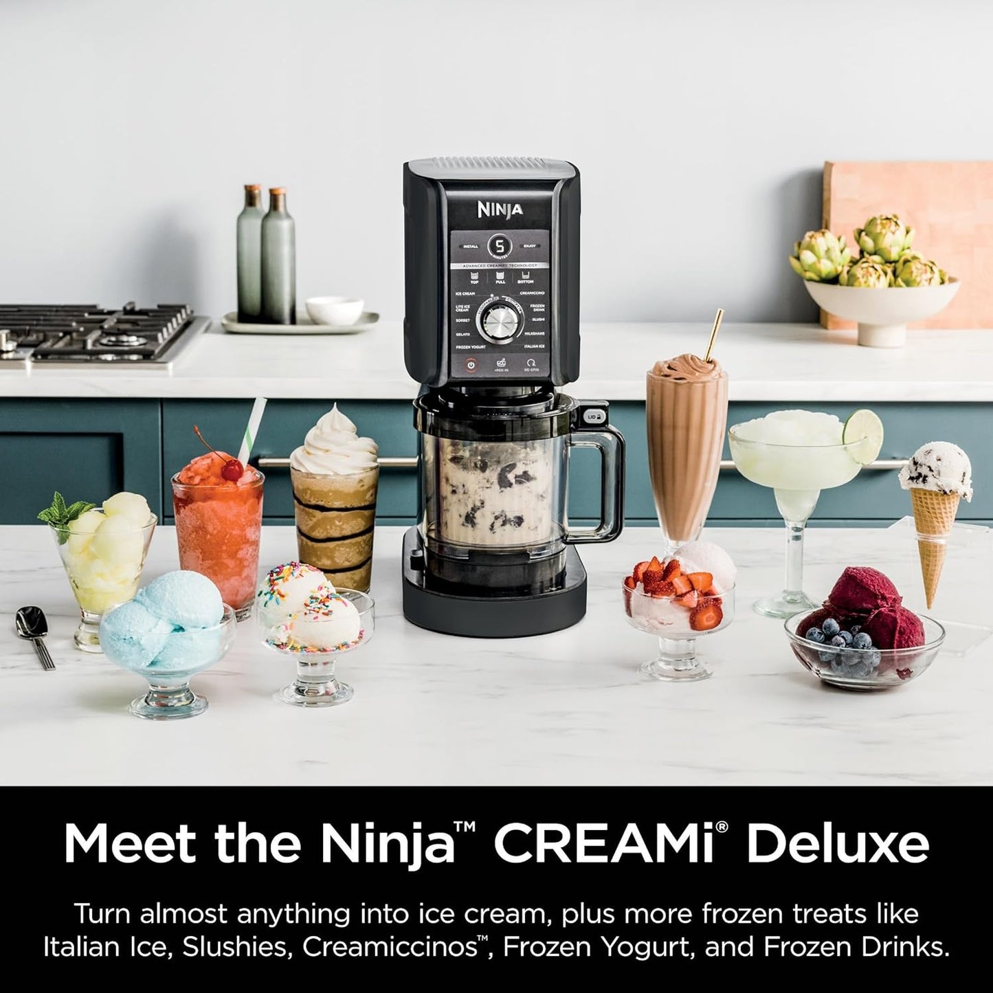 Ninja NC501 CREAMi Deluxe 11-in-1 Ice Cream Maker - 2 XL Family Size Containers, Black