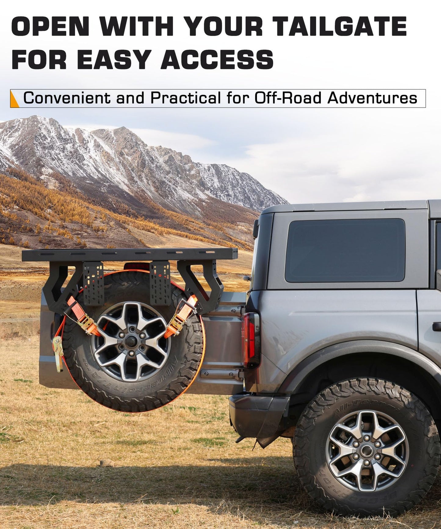 Autoholic Utility Cargo Rack Basket Storage Tray Spare Tire Storage Rack Fit for 1976-2025 Jeep Wrangler JK/JL, 2021-2025 Ford Bronco 27"-32" Tire 88 LB Capacity No-Drill Installation