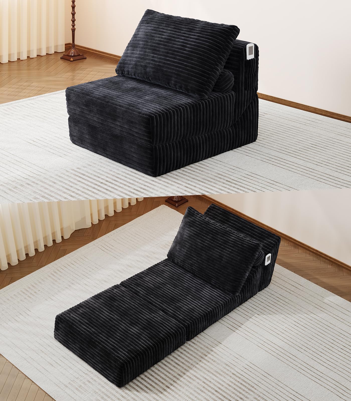 Folding Sofa Bed Versatile Boneless Chair Futon Couch Convertible Sleeper Chair Chaise Lounge Chair Indoor BeanBag Chair for Adult Kids, Oversized Comfy Floor Portable for Living Room Bedroom