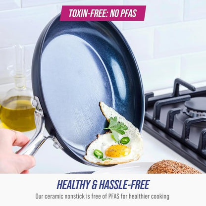 Blue Diamond Cookware 8-Inch Hard Anodized Ceramic Nonstick Frying Pan - PFAS-Free, Dishwasher & Oven Safe, Grey