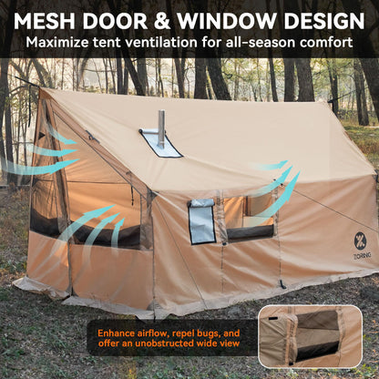 Zoring Hammock Hot Tent with Stove Jack - 4 Season Winter Tent with Snow Skirt, PU3000mm Waterproof Cold Weather Wall Shelter with Big Mesh Door/Windows for Backpacking, Camping, Hiking (No Poles)