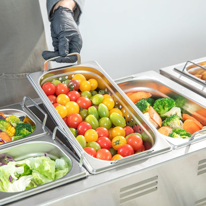 Restaurantware One Third (1/3rd) Perforated Steam Table Pan - 2.5" Deep - Collapsible Handles - Anti Jam - Commercial Grade Stainless Steel - 1ct Box - Met Lux