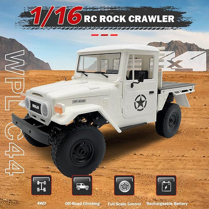 ARRIS WPL C44 1/16 RTF Off-Road RC Crawler 2025 New FJ45 RC Car with 370 Motor 2.4Ghz Remote Control Buggy 4WD RC Pickup Truck with LED Light Hobby Grade Gifts