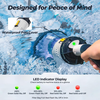 Pool Vacuum for Above Ground Pool, JESIMAIK 18.5 GPM Suction Rechargeable Pool Cleaner with Telescopic Pole, 60Min Runtime, Fast Charging Pool Vacuum for Above Ground or Inground Pools, Spas, Hot Tubs