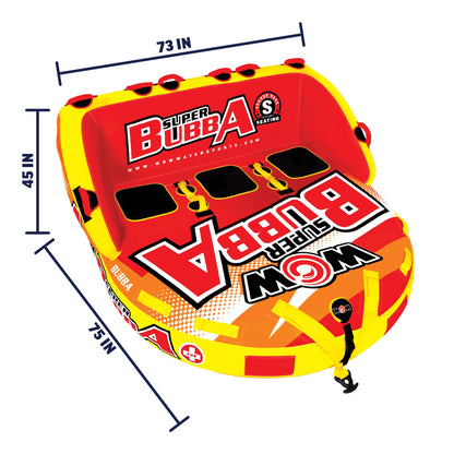 WOW Sports Bubba Towable Tubes for Boating, Boat Accessories for Tubing, Water Tube for Boats - Super Bubba 3 Person 510 lbs Capacity