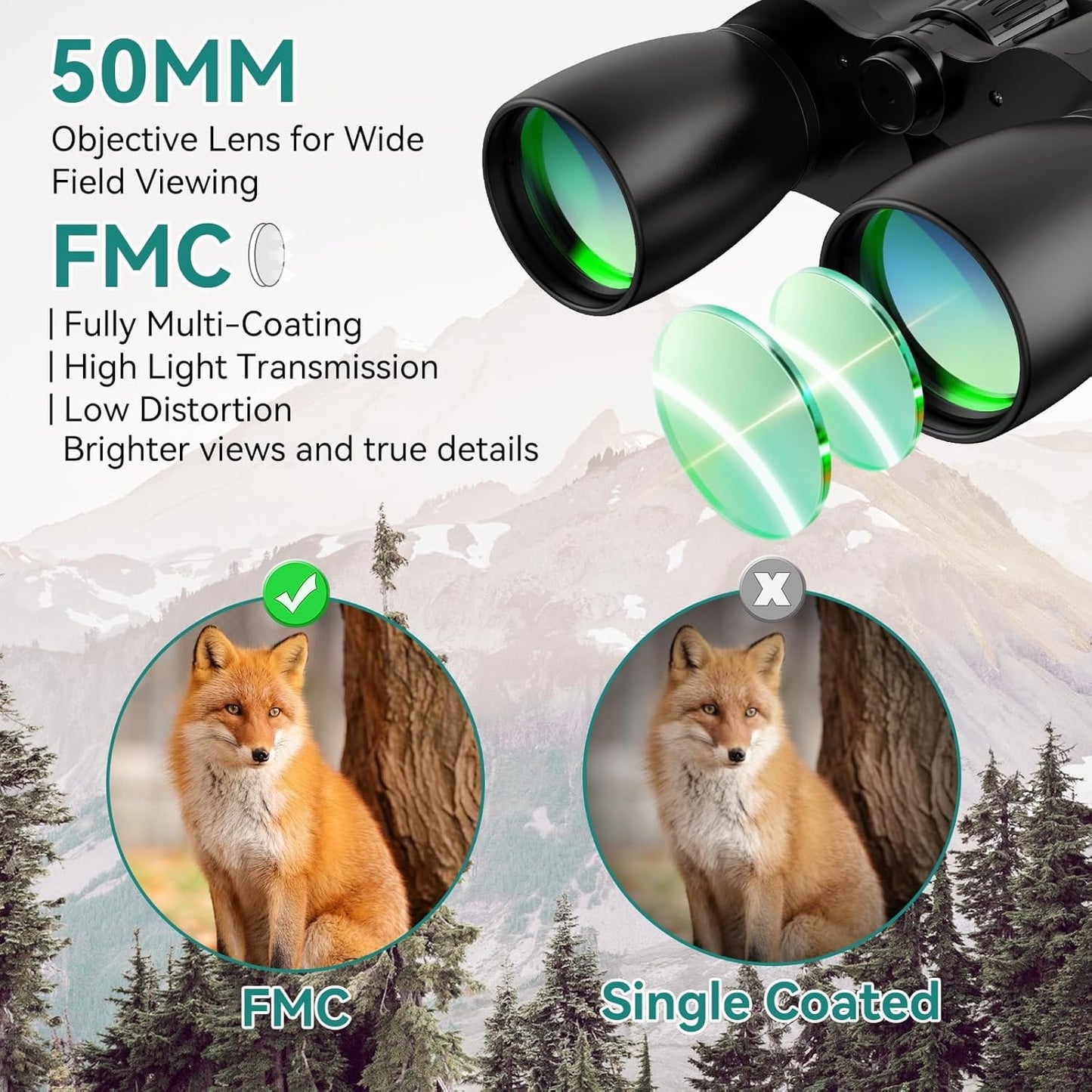 MLight 10-30X50 Zoom Binoculars for Adults, High Powered Military Binoculars for Bird Watching, Hunting, Outdoor, Hiking, Concerts Large View, Waterproof, BK7 Prism, FMC Lens, Low Light Night Vision