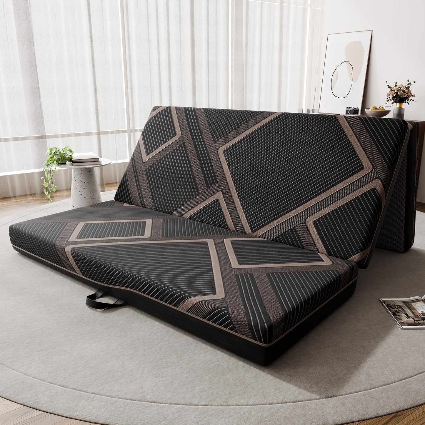 CozyMine Trifold Mattress Queen Size - 4 Inch Foldable Memory Foam Mattress, Washable Cover and Non-Slip Design, Portable Folding Floor Guest Bed Camping RV Travel Pad, Easy to Store, 78" x 58" x 4"