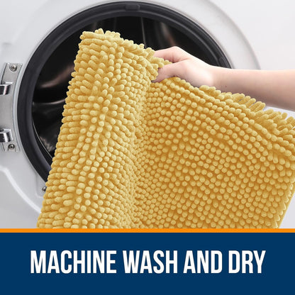 OLANLY Bathroom Runner Rugs - Extra Soft Chenille Bath Mats | Quick-Dry, Machine Washable, 44x24, Yellow