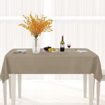 sancua 100% Waterproof Rectangle PVC Tablecloth - 60 x 120 Inch - Oil Proof Spill Proof Vinyl Table Cloth, Wipe Clean Table Cover for Dining Tables, Buffet Parties and Camping, Khaki