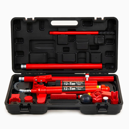 REDLOONG 12 Ton Porta Power Hydraulic Jack Kit, Heavy Duty Hydraulic Ram & Pump Set, Auto Body Frame Repair Tool with Extension Tubes for Car, Truck & Garage