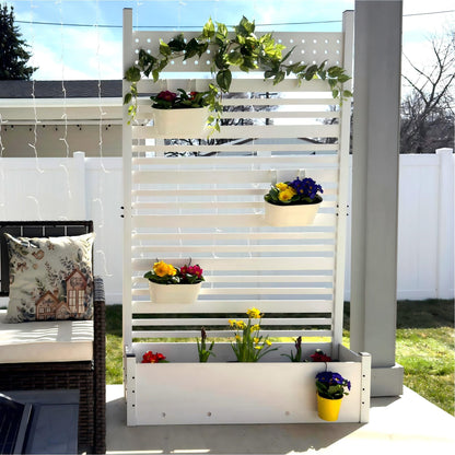 YITAHOME Outdoor Privacy Screen, 72" H x 42" W Outdoor Privacy Fence with Planter Box, Wood Fence Panel, Privacy Wall Outdoor, Wood Fence Panel for Backyard, Patio,1 Panel, White