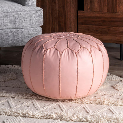 nuLOOM Classic Moroccan Faux Leather Filled Ottoman Pouf