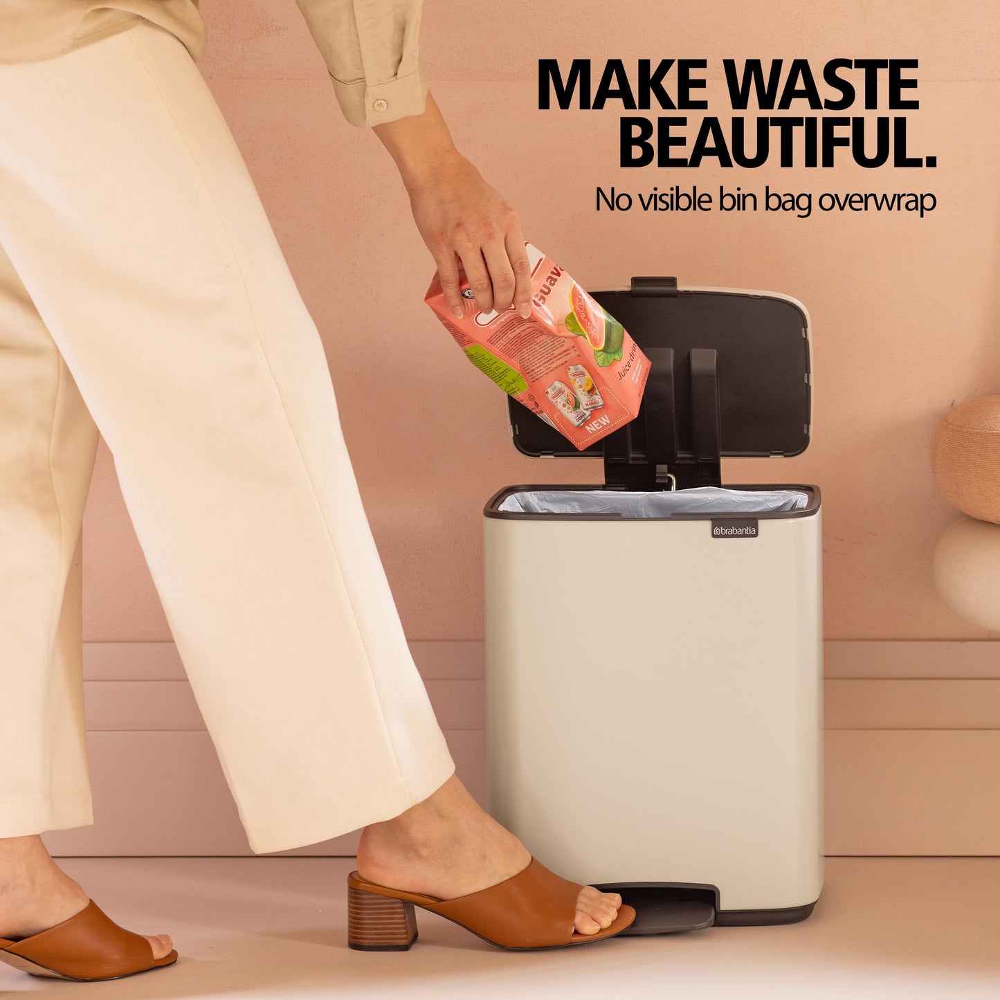 Brabantia Bo Step-On 8 Gallon Square Trash Can | Mineral Infinite Gray | Light-Pedal, Soft-Close Kitchen Trash Can, Removable Inner Bucket, Non-Slip Base | Sample Trash Bags Included