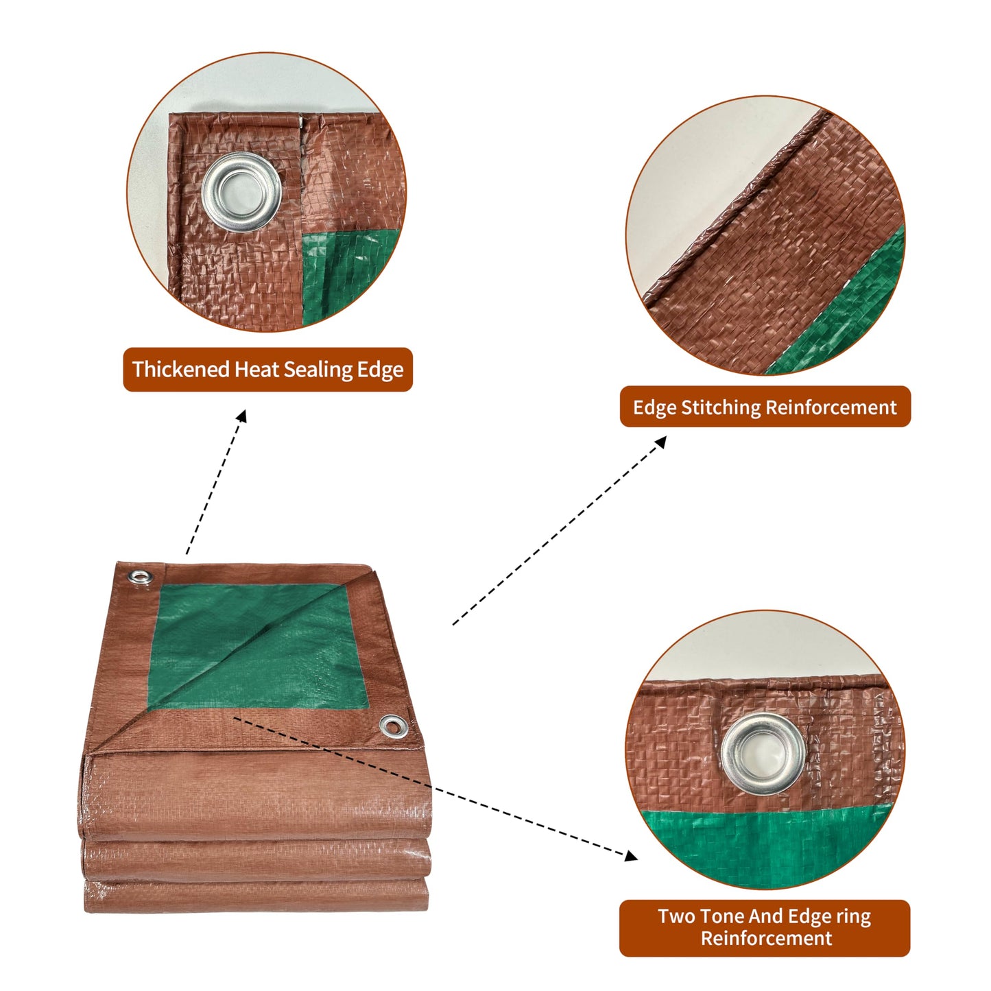 Tarp 40x50 ft 100% Waterproof 7mil Durable Grommets and Reinforced Edges,Uv Resistant,Green/Brown Tarp,Emergency Rain Shelter,Outdoor Cover and Camping Use -by MVPNET