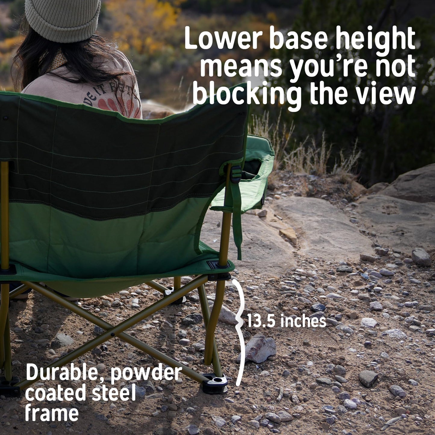 Kelty Lowdown Couch - 3 Person Capacity Camping Chair, Extra Large and Sturdy Bench for Campsites, Soccer Games, and Backyard Parties, 2023 (Dill)