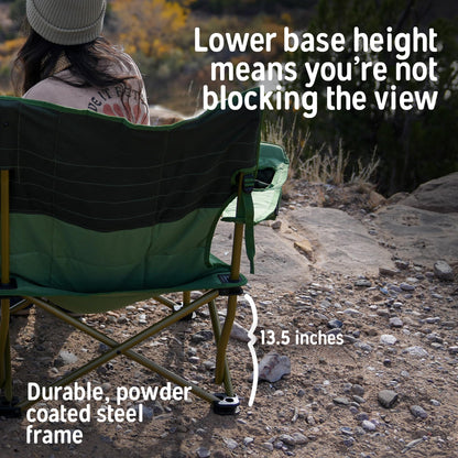 Kelty Lowdown Couch - 3 Person Capacity Camping Chair, Extra Large and Sturdy Bench for Campsites, Soccer Games, and Backyard Parties, 2023 (Dill)