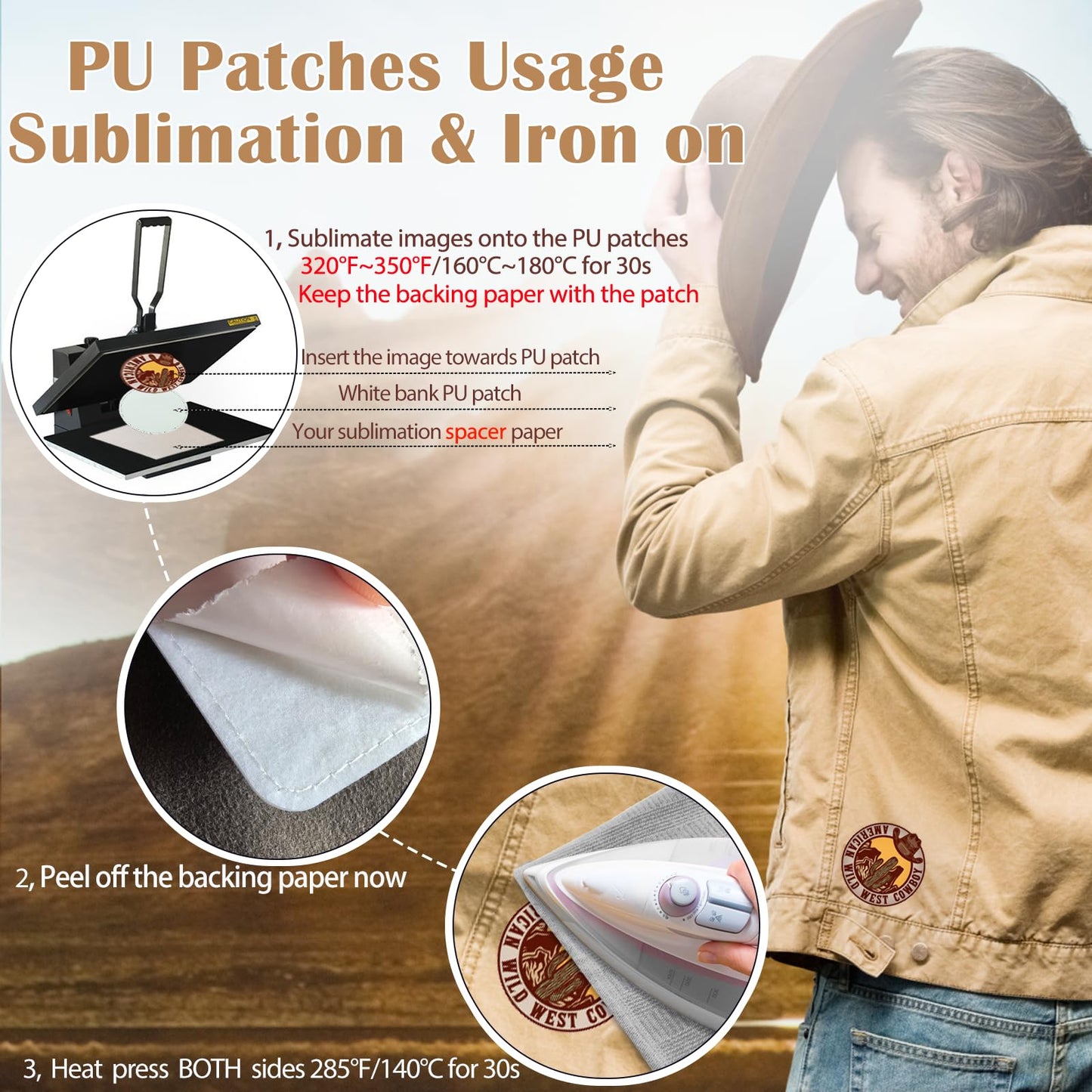 iFForce Full Sublimation Patches with No Border - 30 Pcs Iron on Blanks White Waterproof Smooth Glossy Material - Heat Press Rounded Rectangle Patch Adhesive for Hat Cap Clothes Business