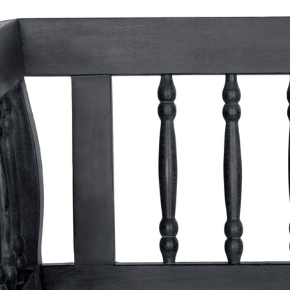 SAFAVIEH Outdoor Patio Furniture Collection – Brentwood Dark Slate Grey Distressed Acacia Wood Bench with Silver Accents, Classic Outdoor Seating for Porch or Garden (PAT6732K)