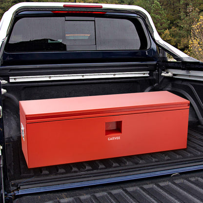 Garvee Steel Truck Tool Box Heavy Duty Truck Bed Toolbox w/Dual Lids, Lockable & Weatherproof, Fits for Pickup, Truck Bed, RV, Trailer