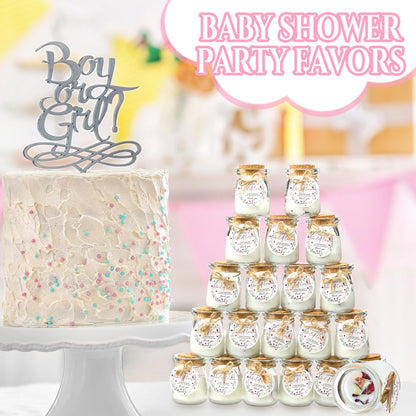 Threlaco 20 Pcs Wildflowers Baby Shower Favors Party Candle Lavender Scented Glass Mason Jar Wax Candle Bulk for Guests Girl Boy Gender Reveal Party Gifts(Colorful)