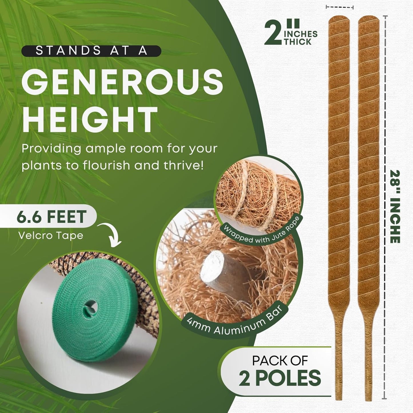 Skiennix 28 Inch Bendable Moss Pole - Ideal Plant Support for Monstera & Climbing Plants