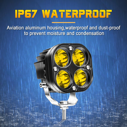 SKYWORLD 3" 40W 8-Pack Yellow LED Pod Lights - IP67 Waterproof Off-Road Work/Fog Lights for Trucks,Wrangler, SUVs, ATV, UTV, Motorcycle-4000K Work Lamp
