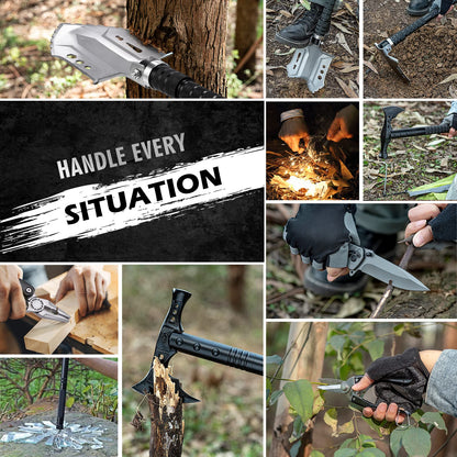 Camping Shovel Axe Outdoor Survival Shovel Set with High Carbon Steel Camping Gear for Men Outdoor Caming Hiking Backpacking Emergency