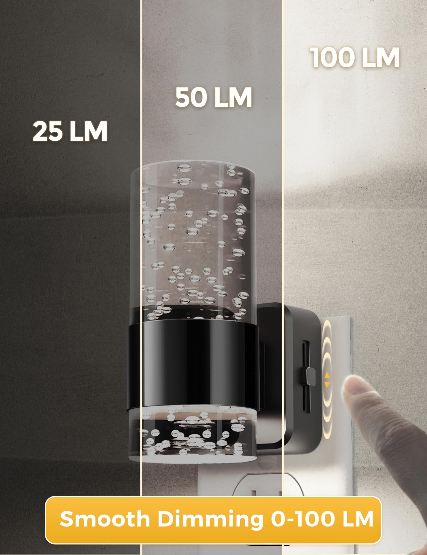 L LOHAS LED Night Light,Dimmable Night Lights Plug into Wall, 2 Pack Acrylic Nightlights with 0-100 LM Adjustable Brightness, 3000K Plug in Night Light with Dusk to Dawn Sensor, for Bathroom Hallway