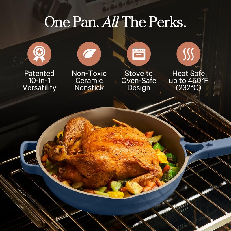 Our Place Large Always Pan | 12.5" Ceramic Pan with Modular Lid & Beechwood Spatula | Patented 10-in-1 Nonstick, Non-Toxic Cookware Made Without PFAS | Induction & Oven-Safe up to 450°F | Lavender
