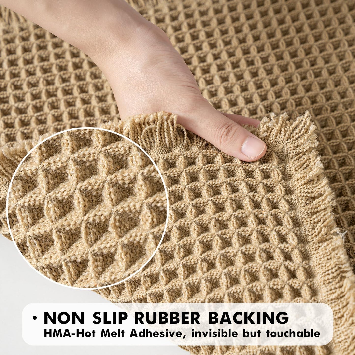 MIULEE Waffle Bathroom Rugs Set of 2 - Non-Slip, Super Absorbent, Ultra Soft Mats | Brown, 18x30 Inch
