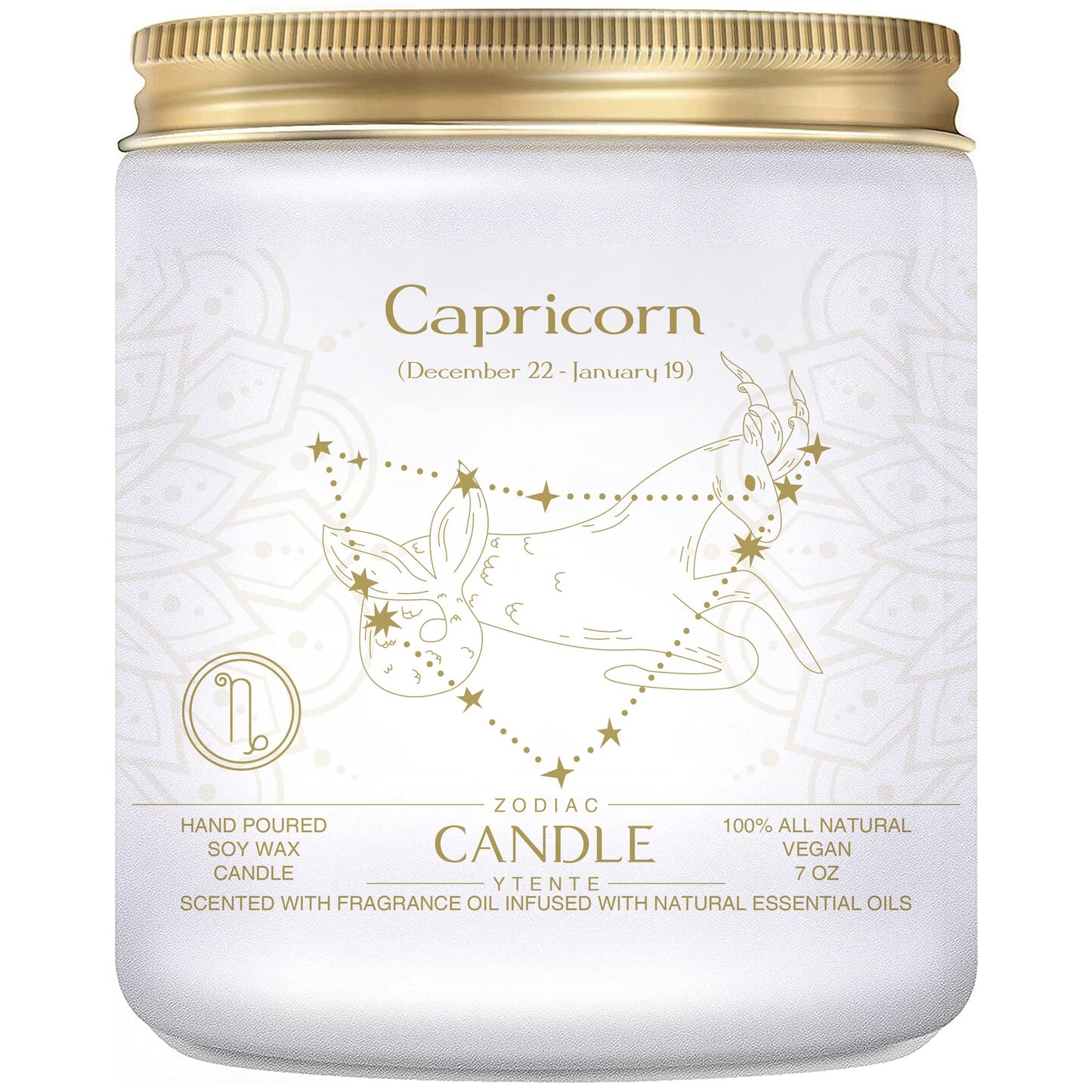 YTENTE Zodiac Sign Candles, Zodiac Crystal Sign Candles,Astrology Scented Candles Best Friends Gifts for Women, Men Sister Brother Zodiac Funny Birthday Gift Candle Jar (Capricorn)
