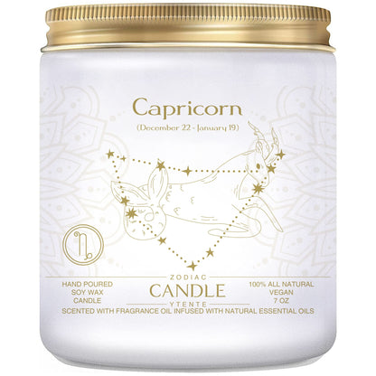YTENTE Zodiac Sign Candles, Zodiac Crystal Sign Candles,Astrology Scented Candles Best Friends Gifts for Women, Men Sister Brother Zodiac Funny Birthday Gift Candle Jar (Capricorn)