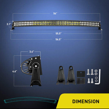 Nilight 54" 312W Curved LED Work Light Spot Flood Combo Bar Driving Fog Lamp off road lights