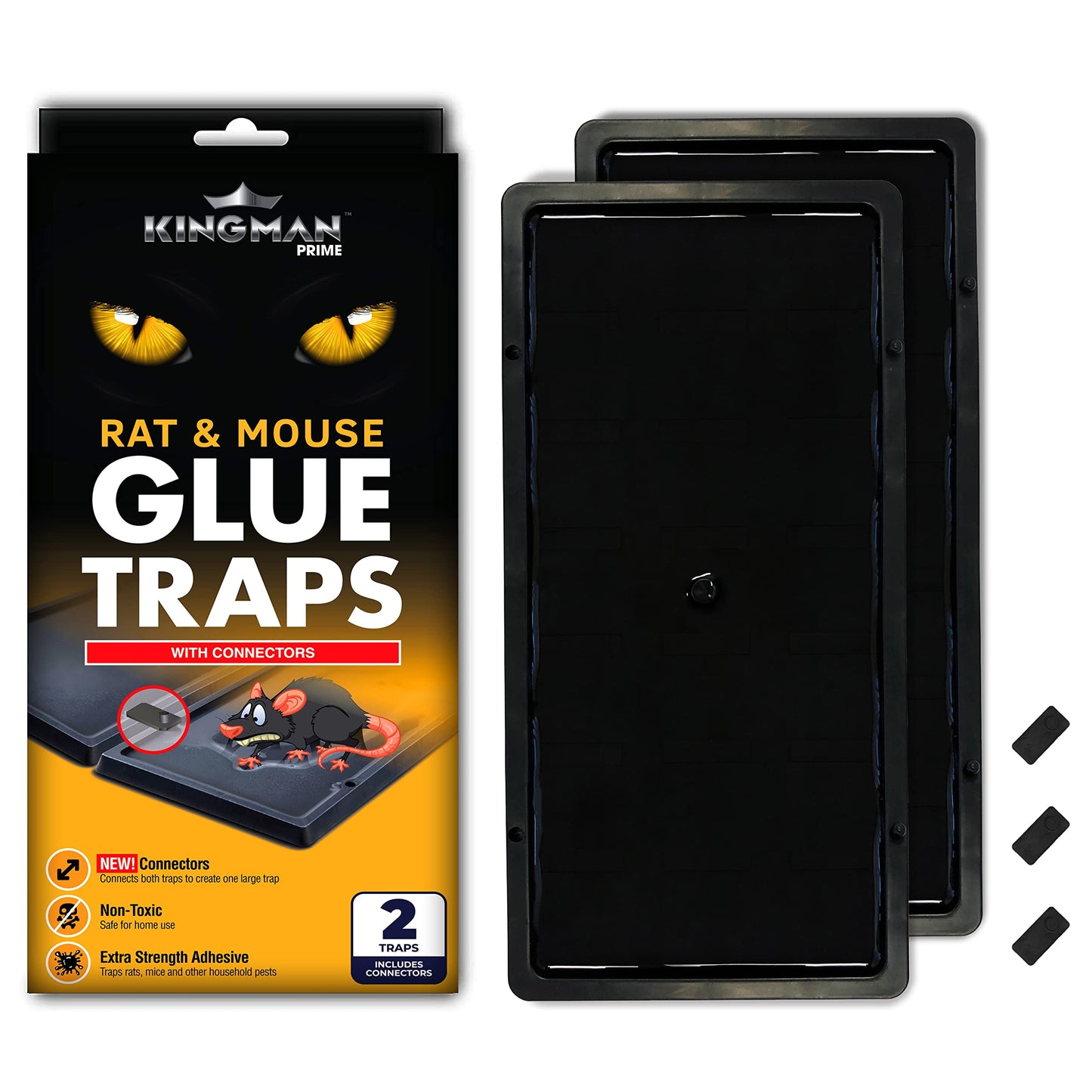 KINGMAN PRIME Rat Mouse Rodent Pest Glue Trap (Large Size) Tray Heavy Duty (96 Traps) with Connectors