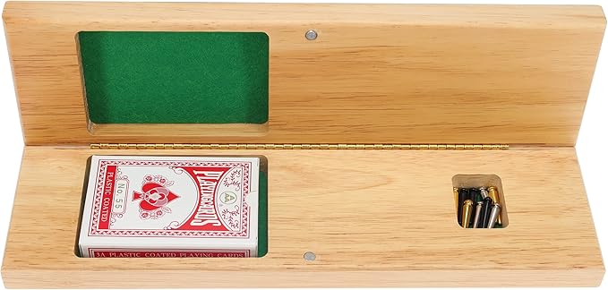 Canoe Cribbage Board Game Set Placid Nautical Print Continuous 3 Track Travel Cribbage Boards Unique Wooden Board Games for Adults 9 Metal Cribbage Pegs 12 Inches