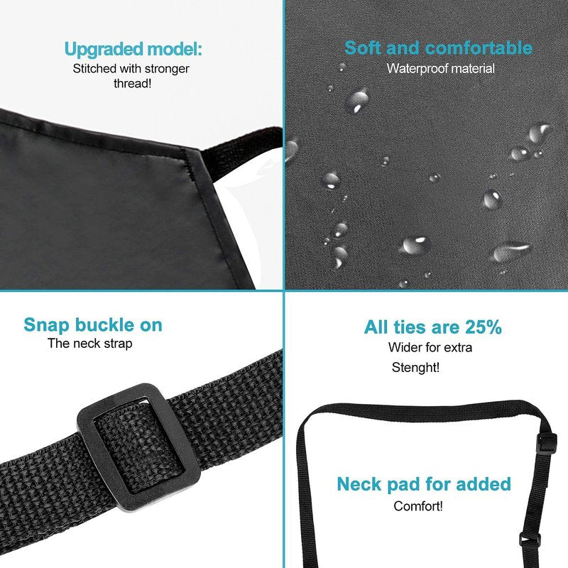2 Pack Waterproof Rubber Vinyl Apron 40 Inch Chef Aprons for Men Heavy Duty Chemical Work Apron Extra Long Grilling Aprons with Adjustable Bib Apron for Dishwashing Lab Butcher Cooking Kitchen Black