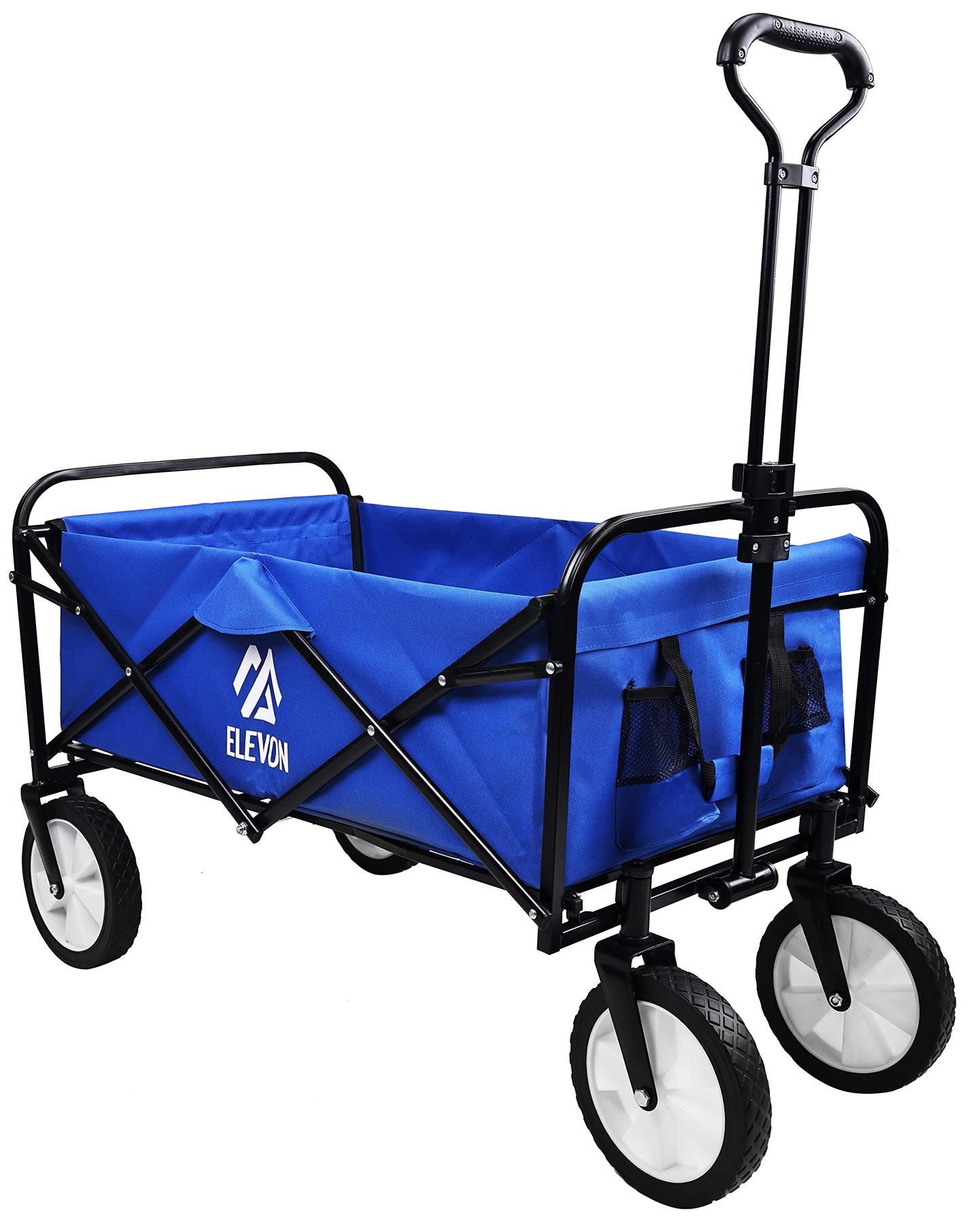 Elevon Heavy Duty Steel Frame Collapsible Folding 150 Pound Capacity Outdoor Camping Garden Utility Wagon Yard Cart, Blue