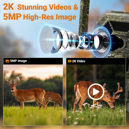 MagicEagle® Cellular Trail Camera 4G Wild Game Cameras 13,000 mAh Battery Solar Panel 2K Audible Video No-Glow IR Night Vision IP66 Waterproof for Wildlife Deer Monitoring Home Security (Green)