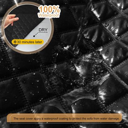 HDCAXKJ 100% Waterproof Reclining Sectional Couch Covers L Shape Recliner Sofa Cover Washable Quilted Soft Pet Dog Corner Recliner Slipcovers with Pockets (XL5 Seat and 1 Middle Console, Black)