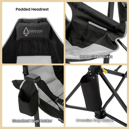 ARROWHEAD OUTDOOR Folding Hammock Chair, Heavy Duty Camping Seat with Removable Footrest, Padded Comfort, and 300lb Capacity