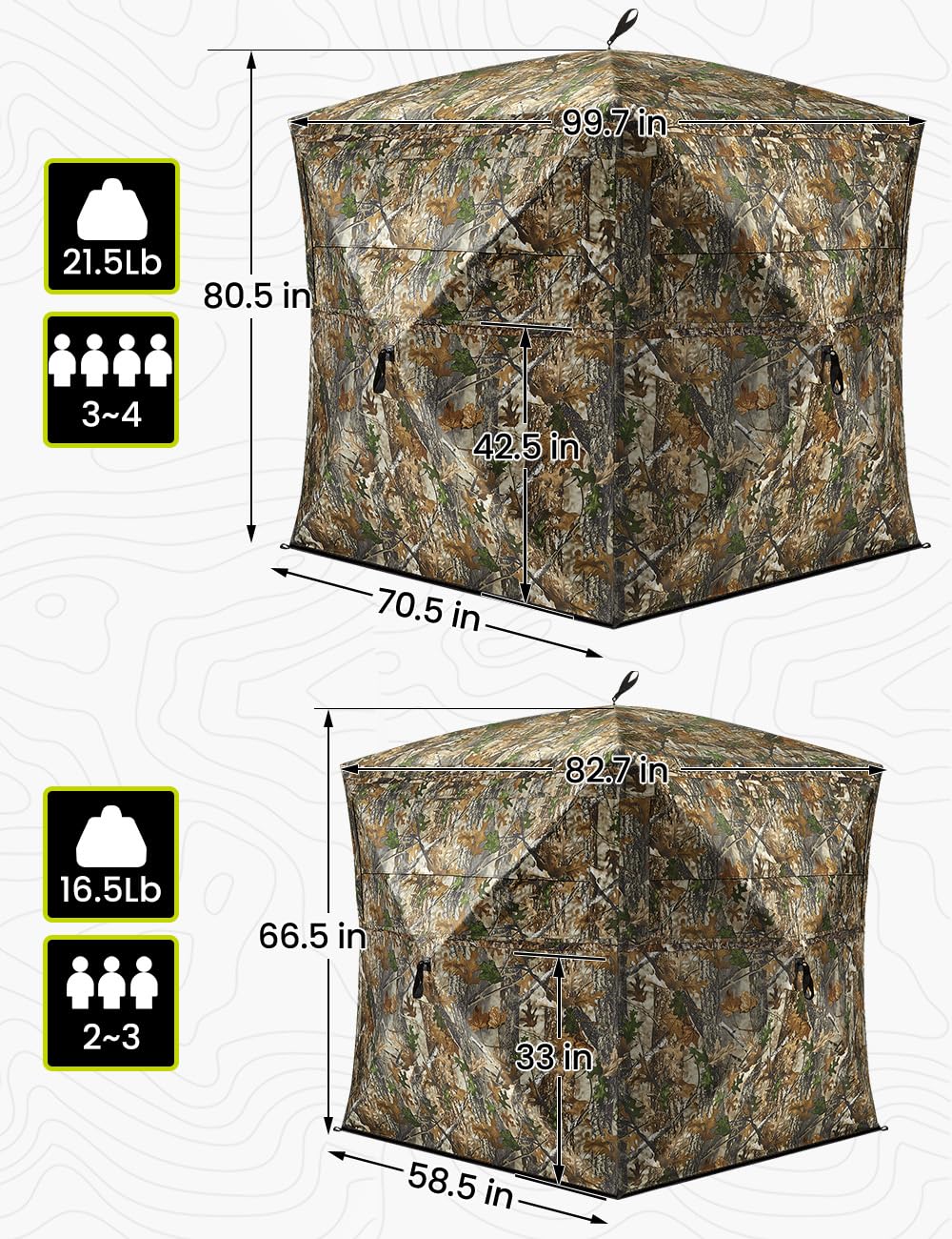 TIDEWE Hunting Blind 270°See Through with Carrying Bag for Turkey Hunting, Pop Up Ground Blinds, Portable Resilient Hunting Tent (2-3 Person)