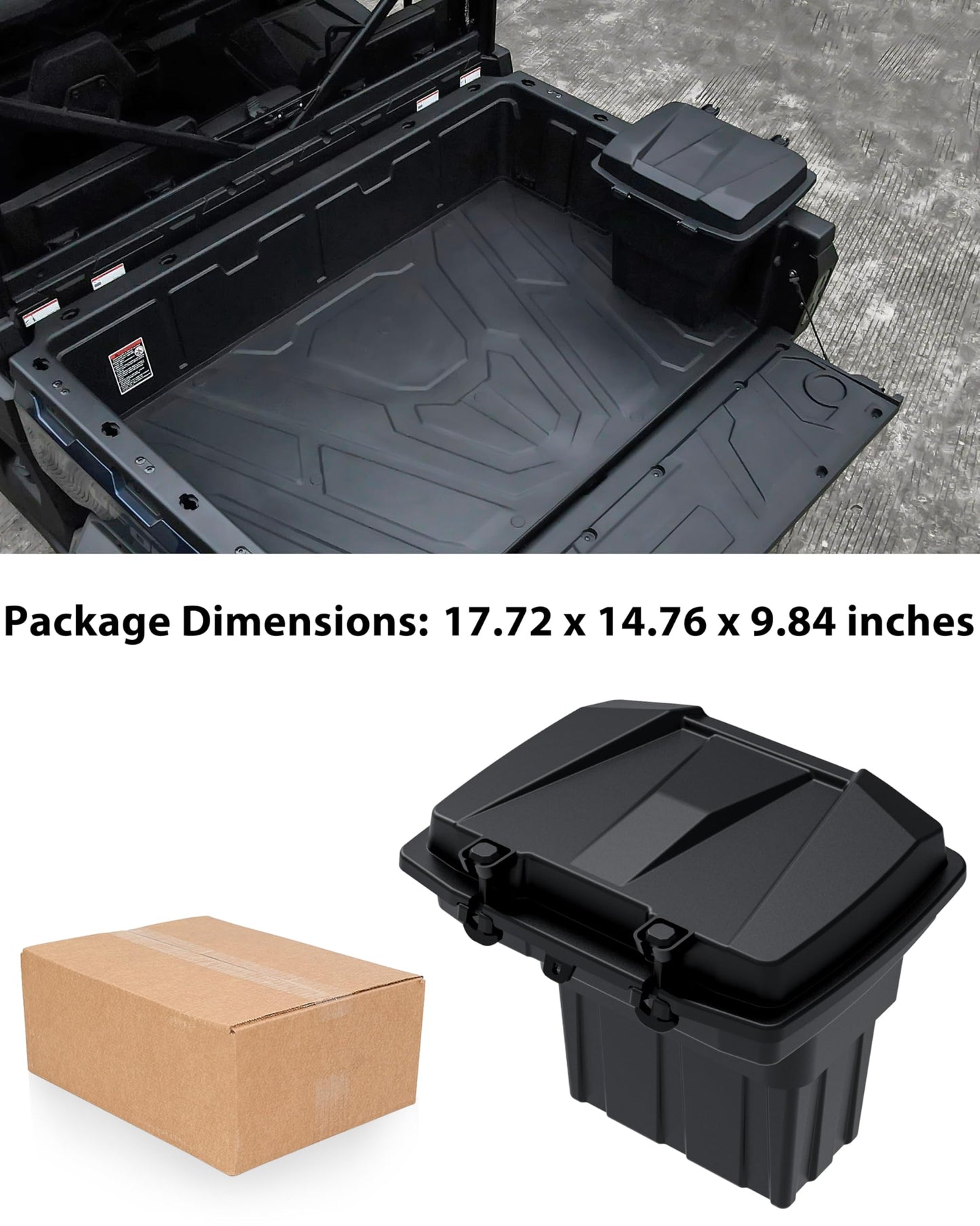 KEWISAUTO Rear Cargo Box for CFMOTO UFORCE 1000/1000 XL 2019-2025 Accessories, 20L Double Layer Removable Rear Bed Storage Box Tool Box Waterproof Poly Storage Bin