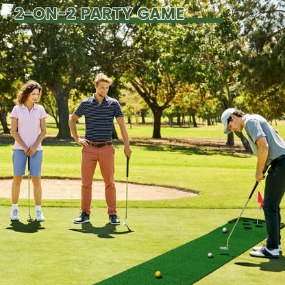 Golf Putting Game Set Putting Green Indoor Outdoor Putting Mat with 2 Putters 2 Balls 2 Cups & Flags Backyard Party Office Golf Game for Young Adults Fathers & Golfers
